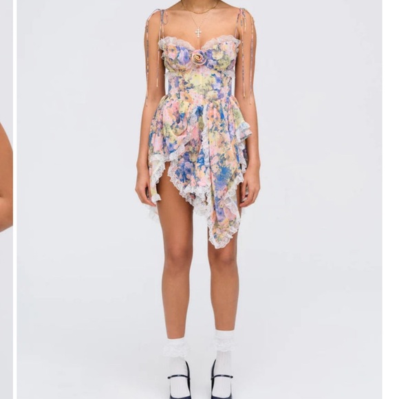 for love & lemons elea asymmetrical mini dress size medium - Picture 5 of 6